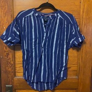 Tommy Hilfiger Relaxed Striped 1/4 Button Blouse